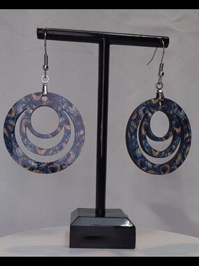 Peacock Patterned Hoop Drop Earrings - Women Jewelry